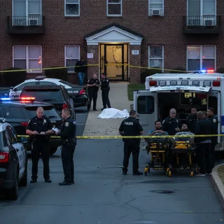 Crime scene tape surrounds an apartment complex in Southeast D.C. following a fatal shooting.