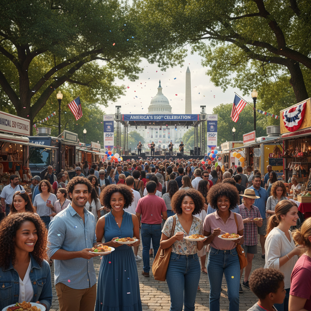 People enjoying outdoor festivals with iconic DC landmarks in the background in June 2026.