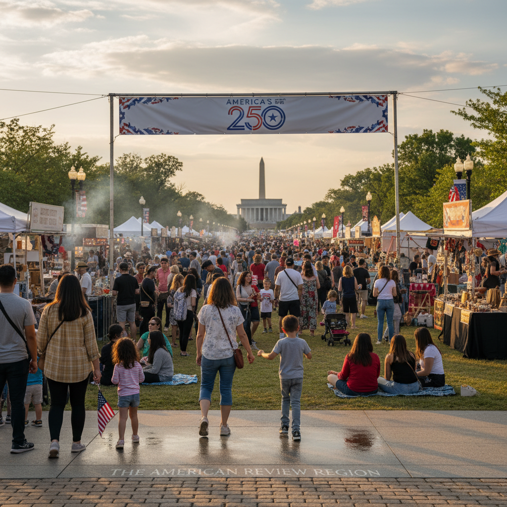 People gather for festivals in Washington D.C. with the nation's 250th anniversary approaching.